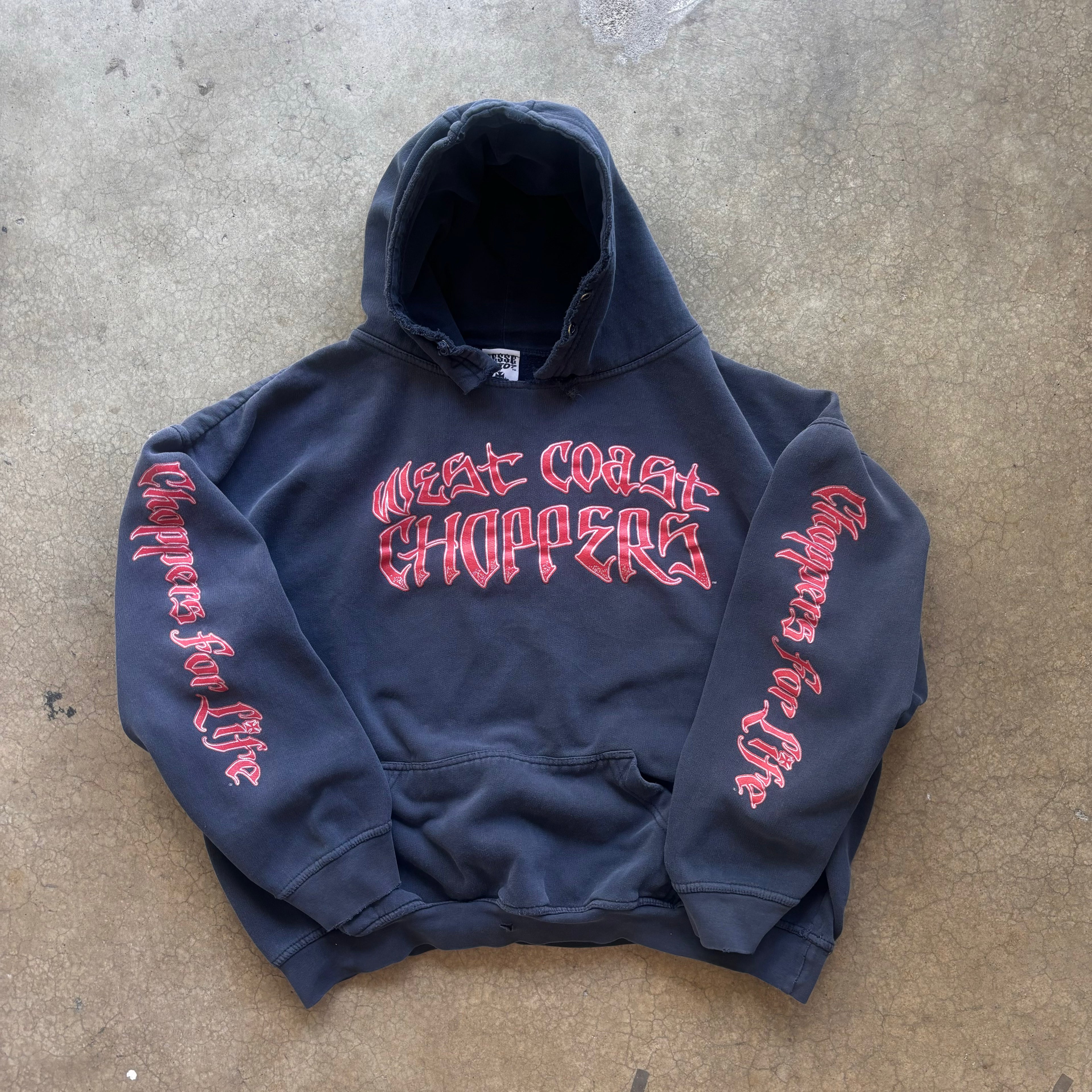 00s DISTRESSED WEST COAST CHOPPER HOODIE - XL