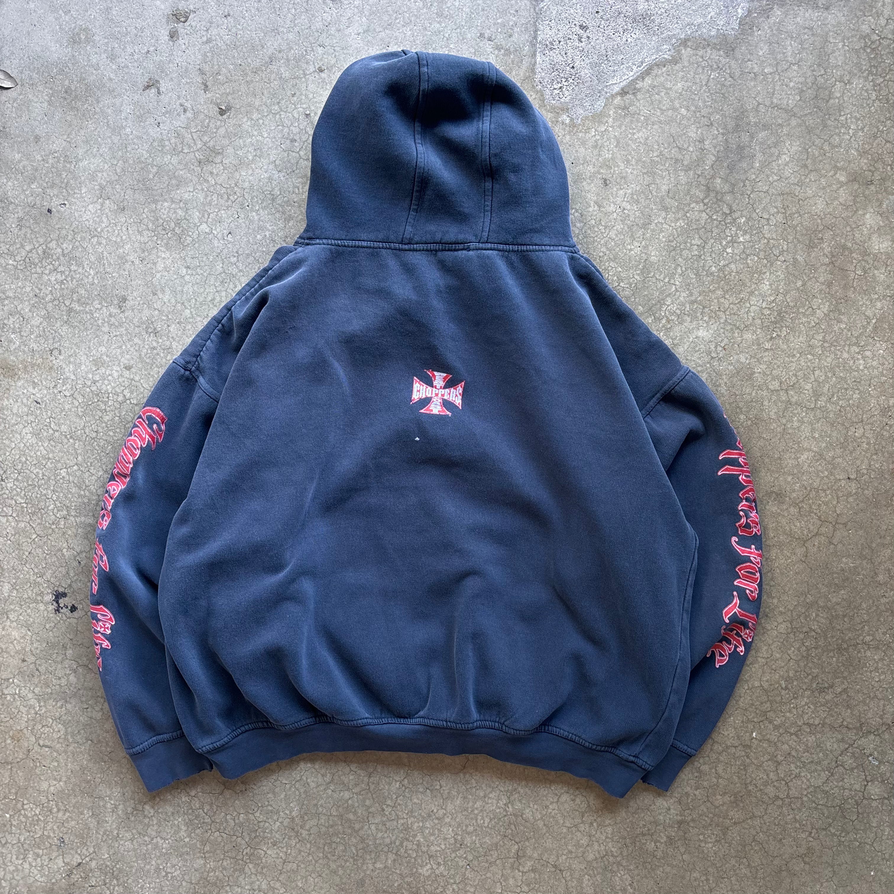 00s DISTRESSED WEST COAST CHOPPER HOODIE - XL