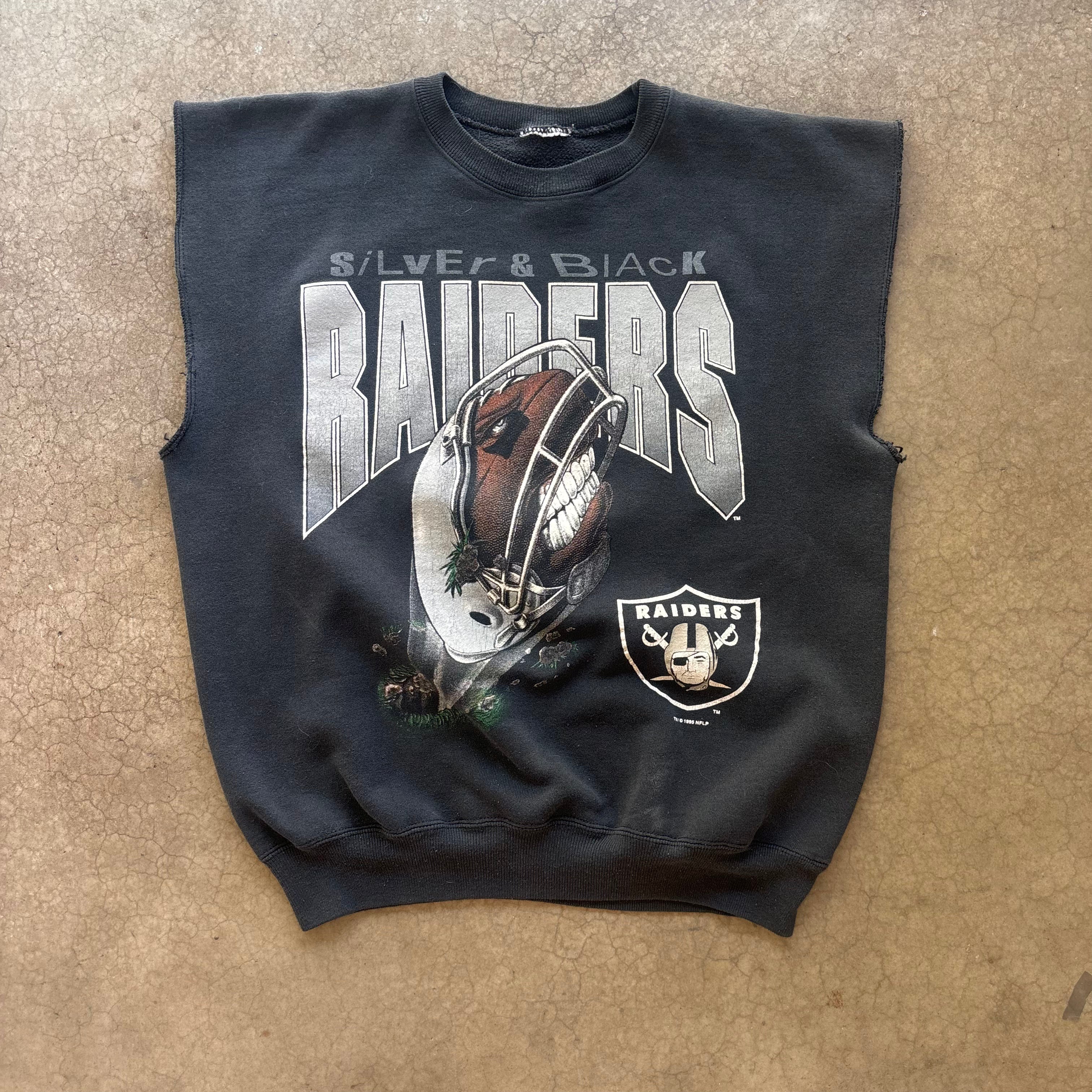 90s NFL RAIDERS CREW CUTOFF - L