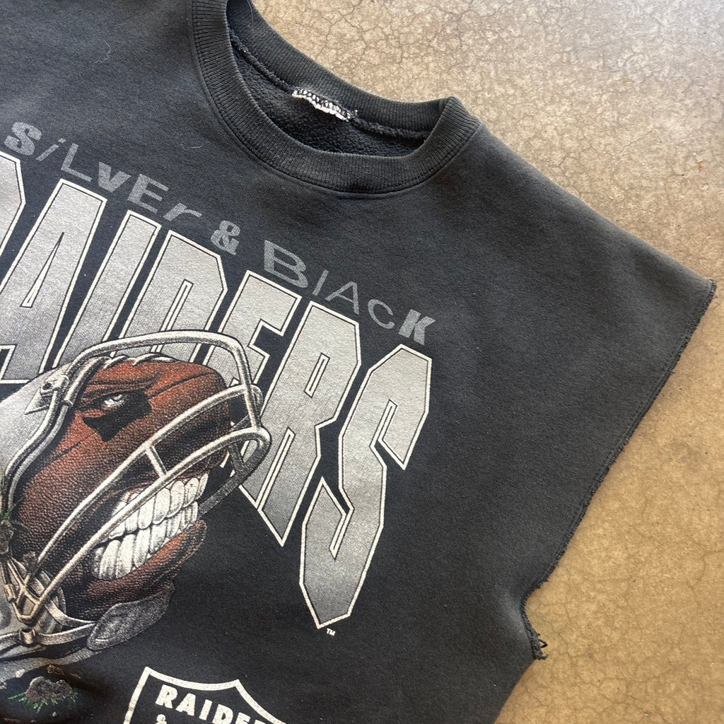 90s NFL RAIDERS CREW CUTOFF - L